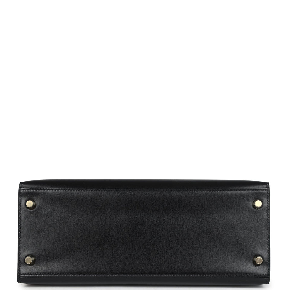 Hermes Kelly Sellier 28 Black Box Gold Hardware