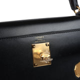 Hermes Kelly Sellier 28 Black Box Gold Hardware