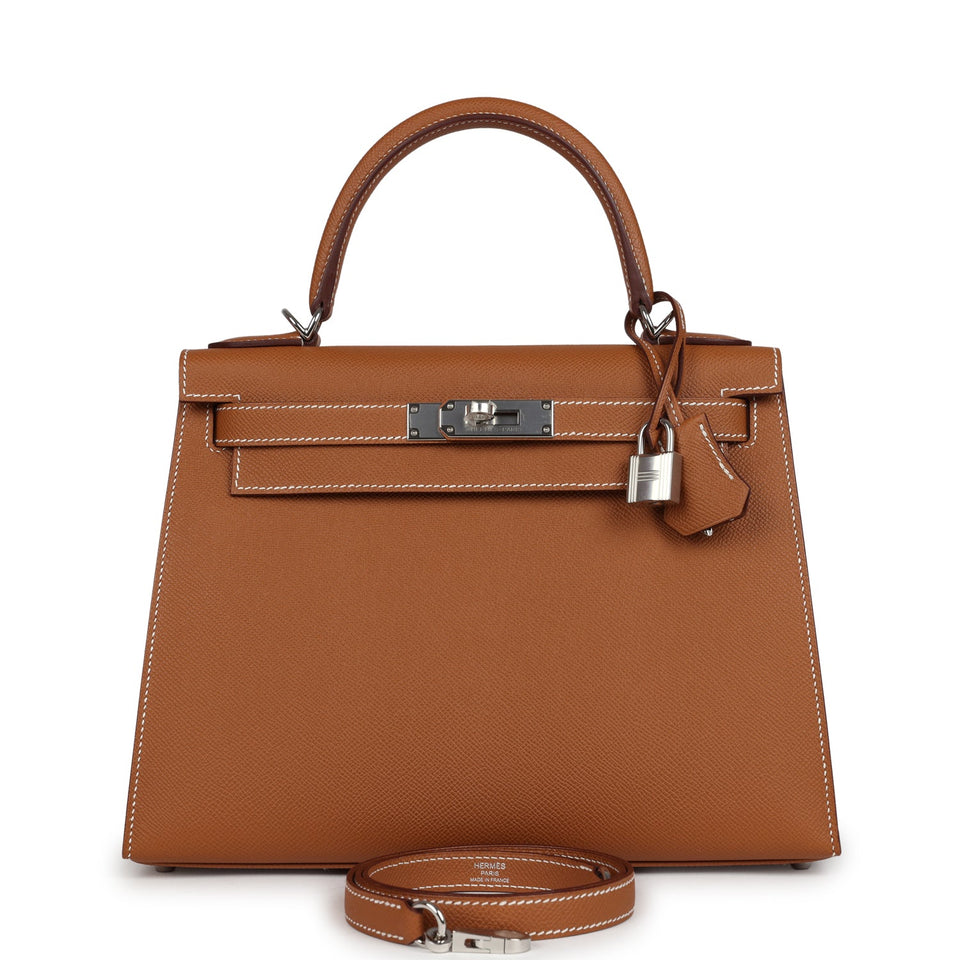Hermes Kelly Sellier 28 Gold Epsom Palladium Hardware
