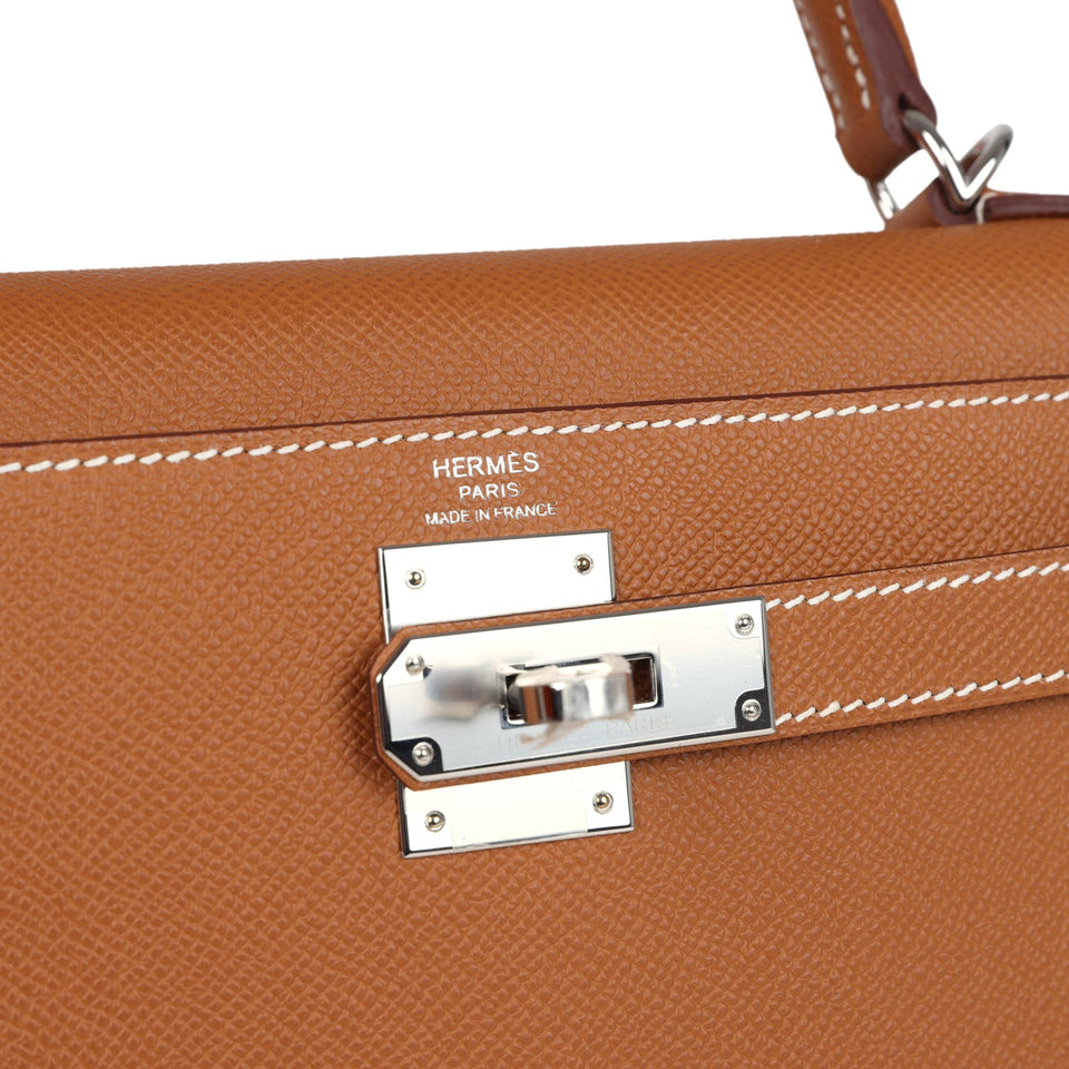 Hermes Kelly Sellier 28 Gold Epsom Palladium Hardware