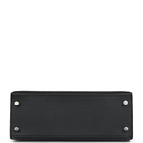 Hermes Special Order (HSS) Kelly Sellier 25 Black and Gris Mouette Epsom Brushed Gold Hardware