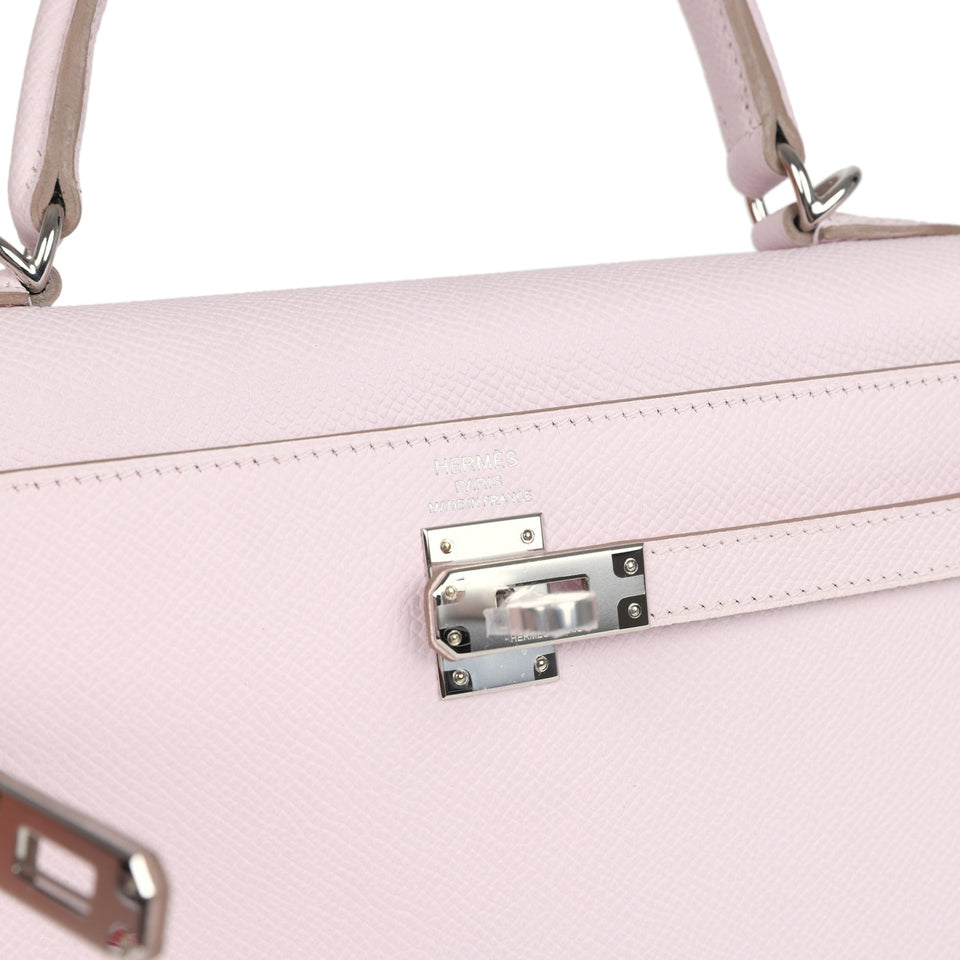 Hermes Kelly Sellier 25 Mauve Pale Epsom Palladium Hardware