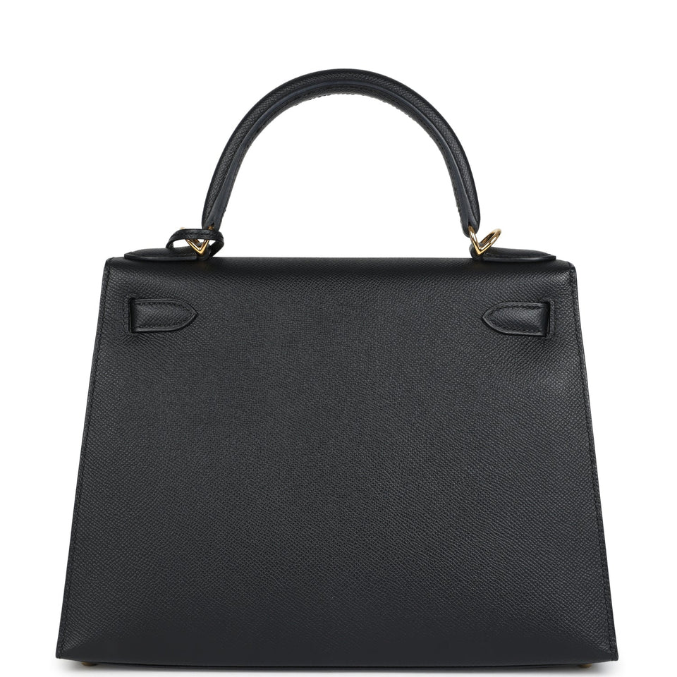 New Hermes Kelly Sellier 28 Black Epsom Gold Hardware