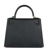 New Hermes Kelly Sellier 28 Black Epsom Gold Hardware