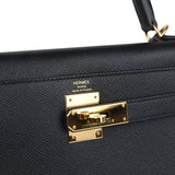 New Hermes Kelly Sellier 28 Black Epsom Gold Hardware