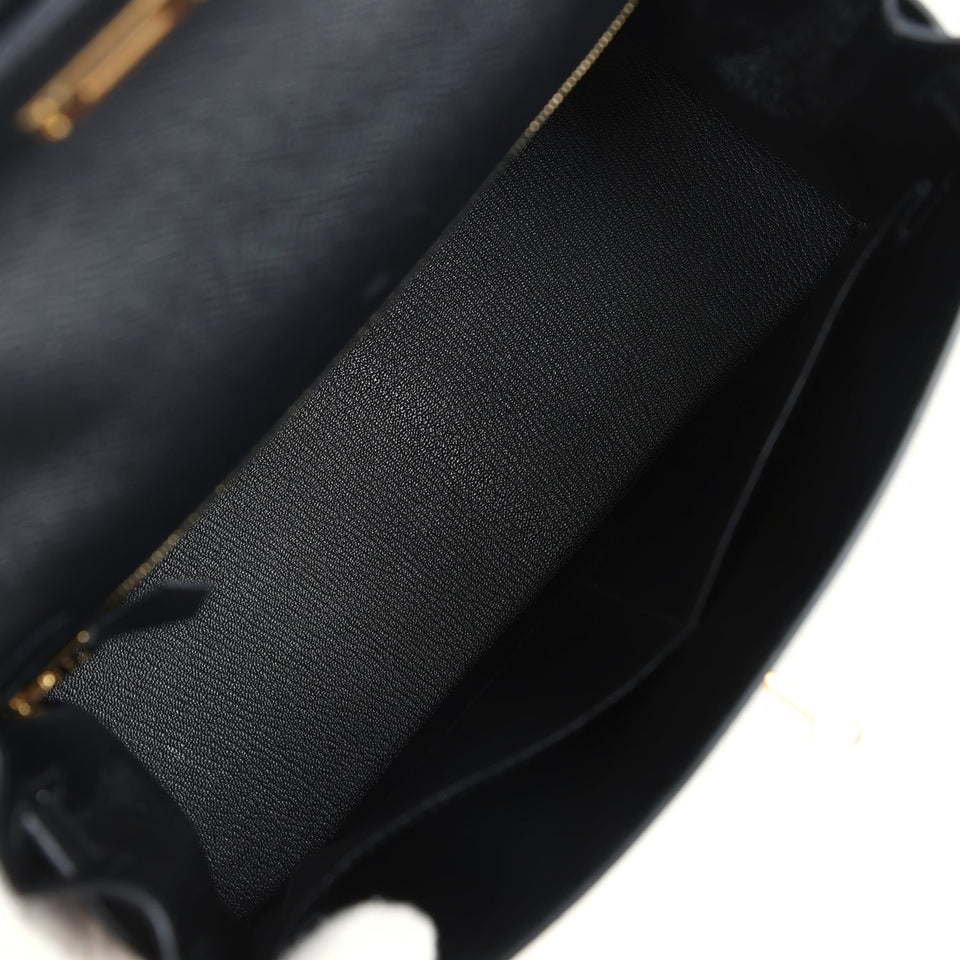 New Hermes Kelly Sellier 28 Black Epsom Gold Hardware