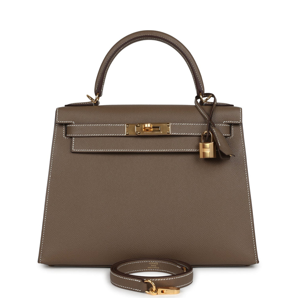 Hermes Kelly Sellier 28 Etoupe Epsom Gold Hardware