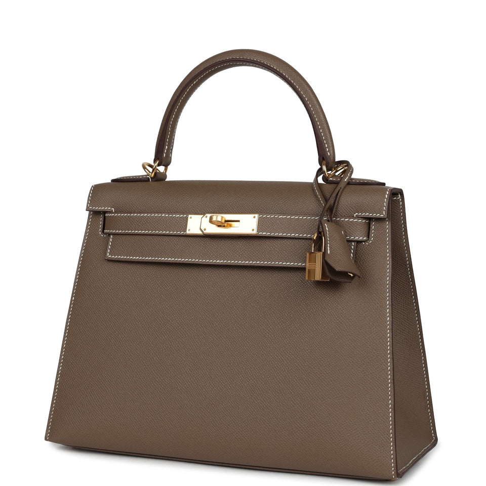 Hermes Kelly Sellier 28 Etoupe Epsom Gold Hardware