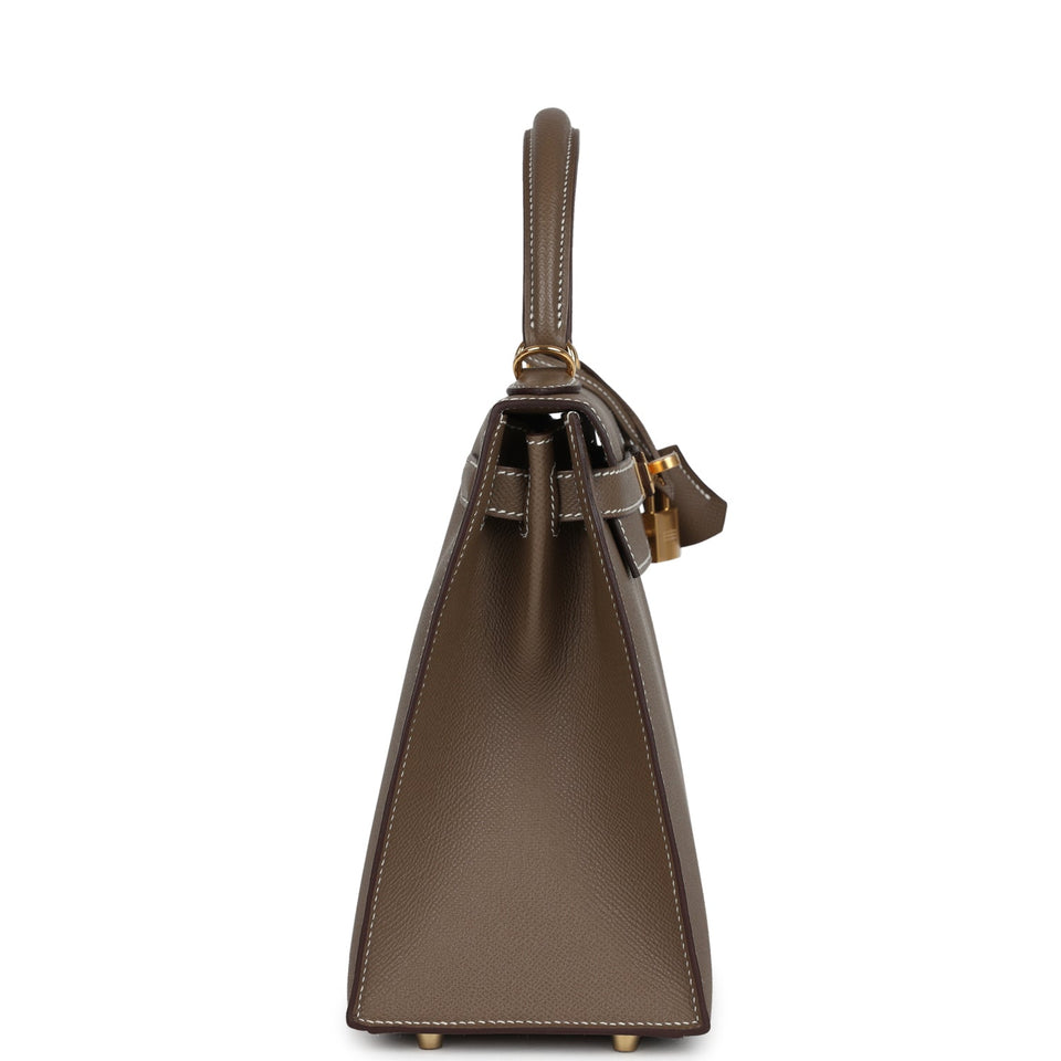 Hermes Kelly Sellier 28 Etoupe Epsom Gold Hardware