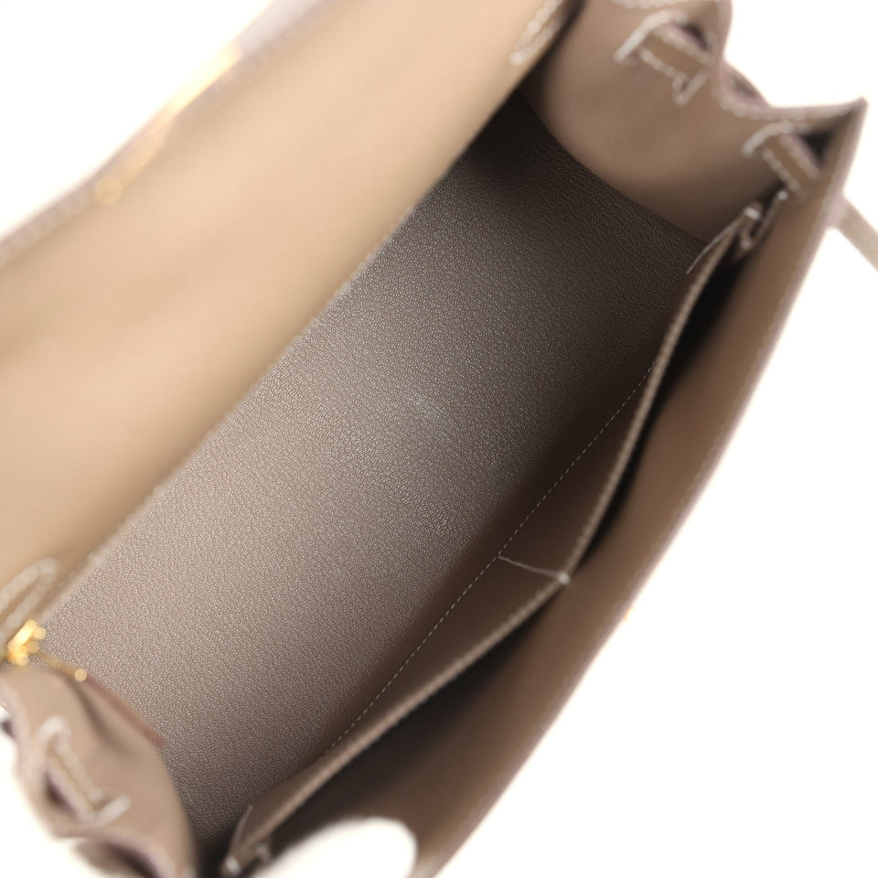 Hermes Kelly Sellier 28 Etoupe Epsom Gold Hardware