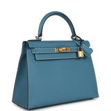 Hermes Kelly Sellier 28 Blue Jean Epsom Gold Hardware