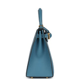 Hermes Kelly Sellier 28 Blue Jean Epsom Gold Hardware
