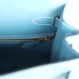 Hermes Kelly Sellier 28 Blue Jean Epsom Gold Hardware