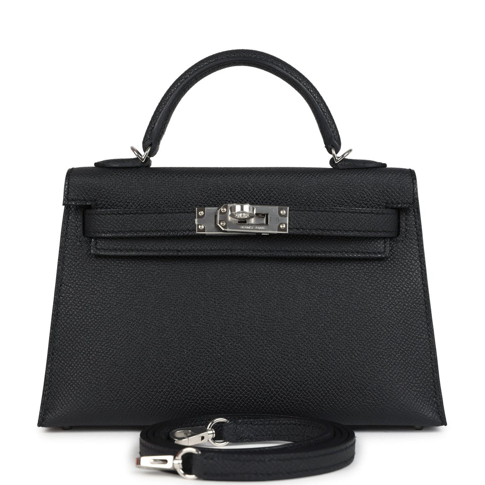 Hermes Kelly Sellier 20 Black Epsom Palladium Hardware
