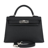 Hermes Kelly Sellier 20 Black Epsom Palladium Hardware