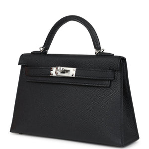 Hermes Kelly Sellier 20 Black Epsom Palladium Hardware
