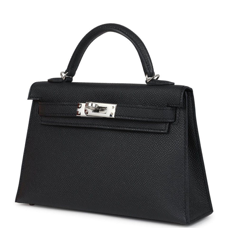 Hermes Kelly Sellier 20 Black Epsom Palladium Hardware