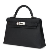 Hermes Kelly Sellier 20 Black Epsom Palladium Hardware