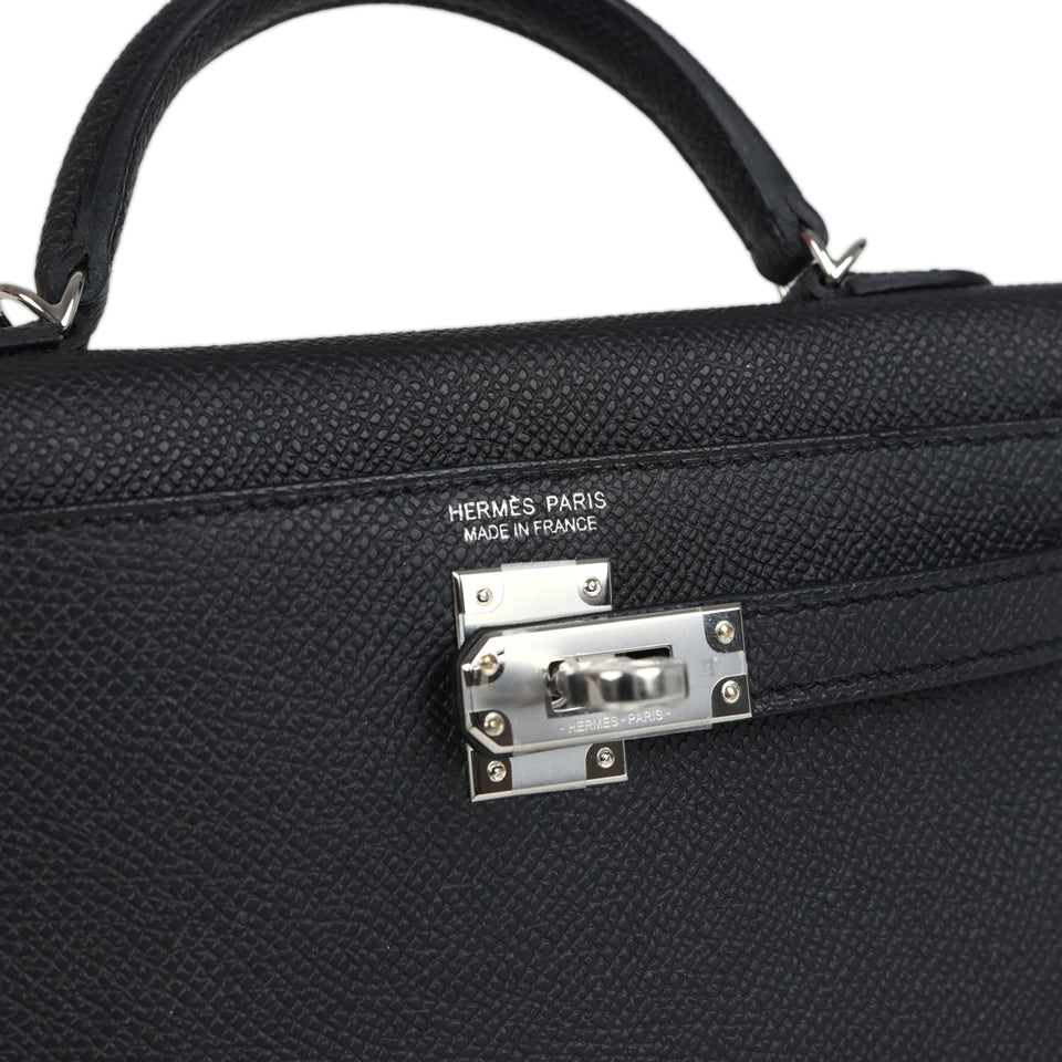 Hermes Kelly Sellier 20 Black Epsom Palladium Hardware