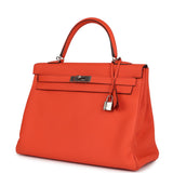 Hermes Kelly Retourne 35 Orange Poppy Togo Palladium Hardware