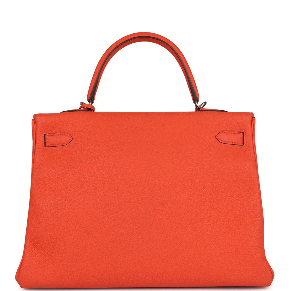 Hermes Kelly Retourne 35 Orange Poppy Togo Palladium Hardware