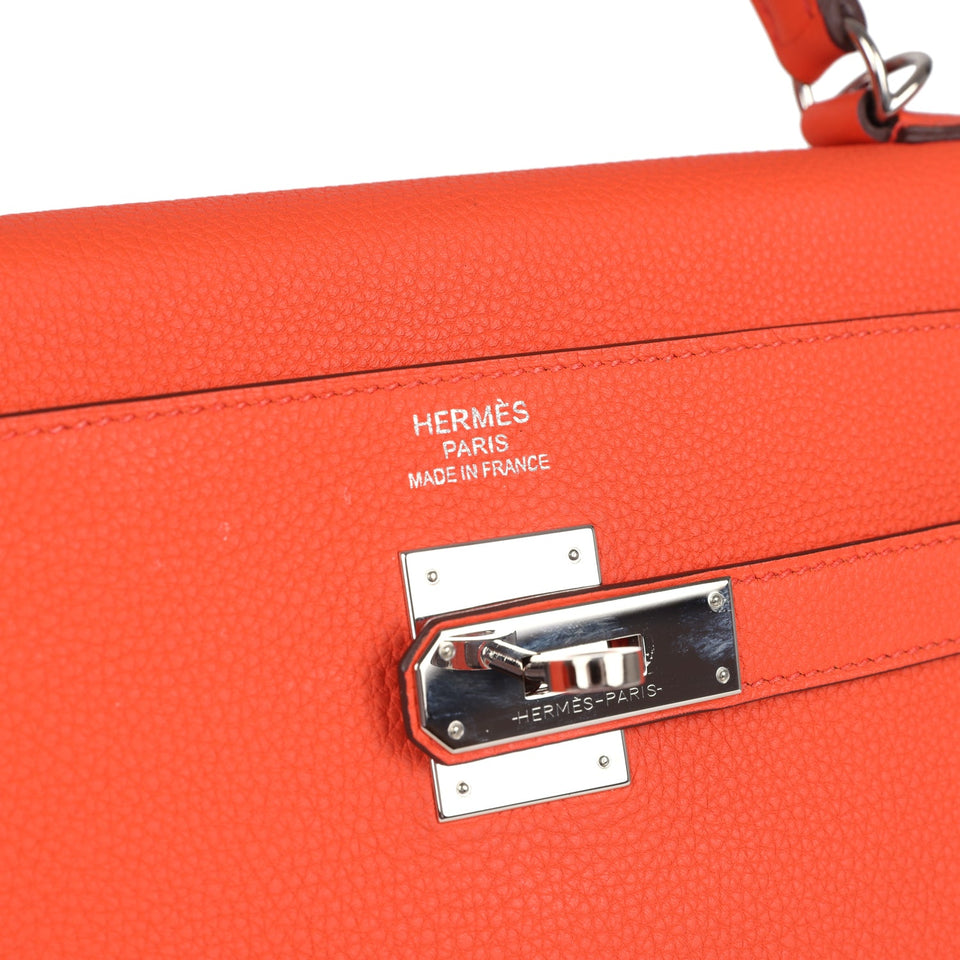 Hermes Kelly Retourne 35 Orange Poppy Togo Palladium Hardware