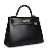 Hermes Kelly Sellier 32 Black Box Gold Hardware