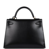 Hermes Kelly Sellier 32 Black Box Gold Hardware