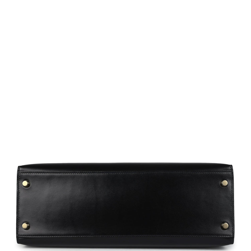 Hermes Kelly Sellier 32 Black Box Gold Hardware