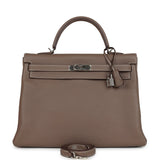 Hermes Kelly Retourne 35 Etoupe Togo Palladium Hardware