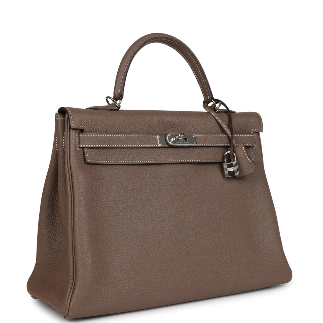 Hermes Kelly Retourne 35 Etoupe Togo Palladium Hardware