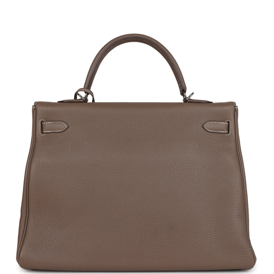 Hermes Kelly Retourne 35 Etoupe Togo Palladium Hardware