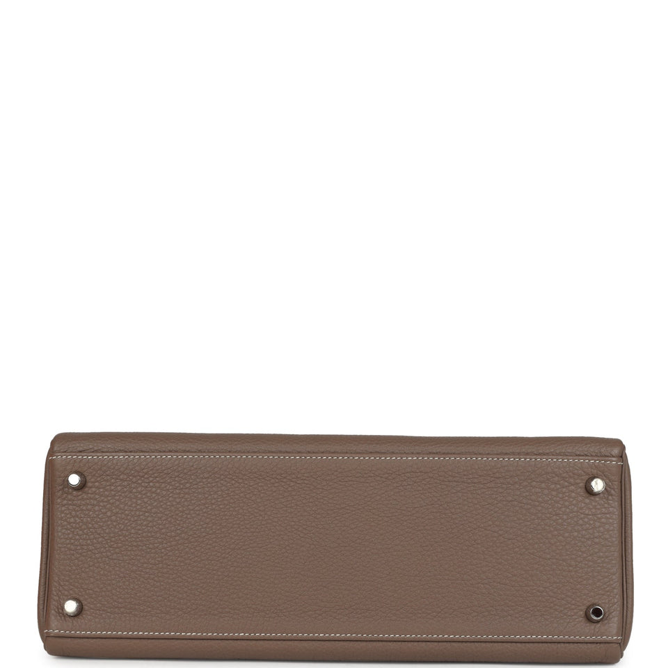 Hermes Kelly Retourne 35 Etoupe Togo Palladium Hardware