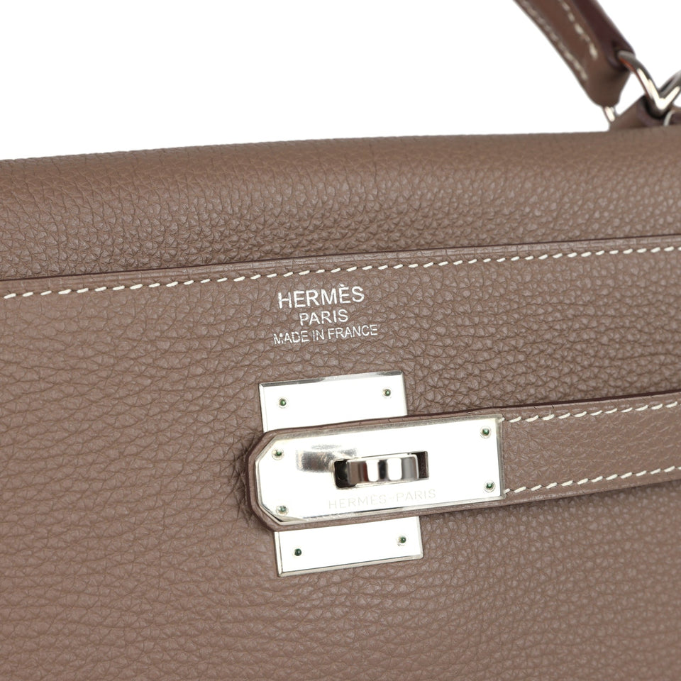 Hermes Kelly Retourne 35 Etoupe Togo Palladium Hardware