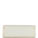 Hermes Kelly Sellier 32 White Veau Graine Gold Hardware