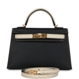 Hermes Special Order (HSS) Kelly Sellier 20 Black and Craie Epsom Gold Hardware
