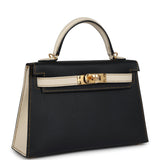 Hermes Special Order (HSS) Kelly Sellier 20 Black and Craie Epsom Gold Hardware
