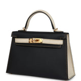 Hermes Special Order (HSS) Kelly Sellier 20 Black and Craie Epsom Gold Hardware
