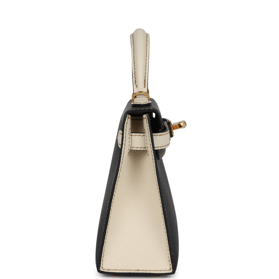 Hermes Special Order (HSS) Kelly Sellier 20 Black and Craie Epsom Gold Hardware
