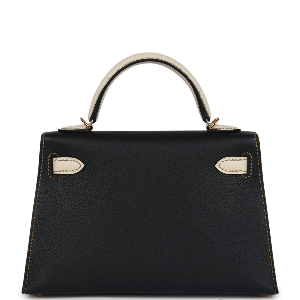 Hermes Special Order (HSS) Kelly Sellier 20 Black and Craie Epsom Gold Hardware