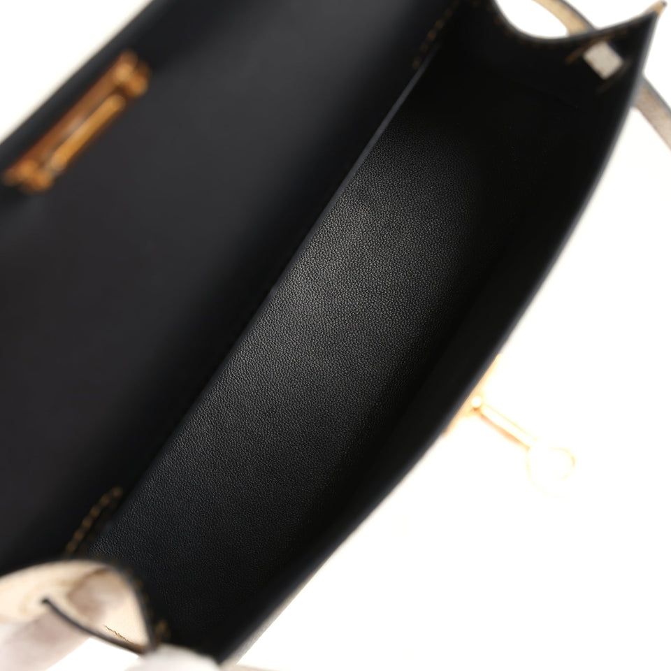 Hermes Special Order (HSS) Kelly Sellier 20 Black and Craie Epsom Gold Hardware