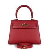 Hermes Kelly Sellier 20 Rouge Vif Courchevel Gold Hardware