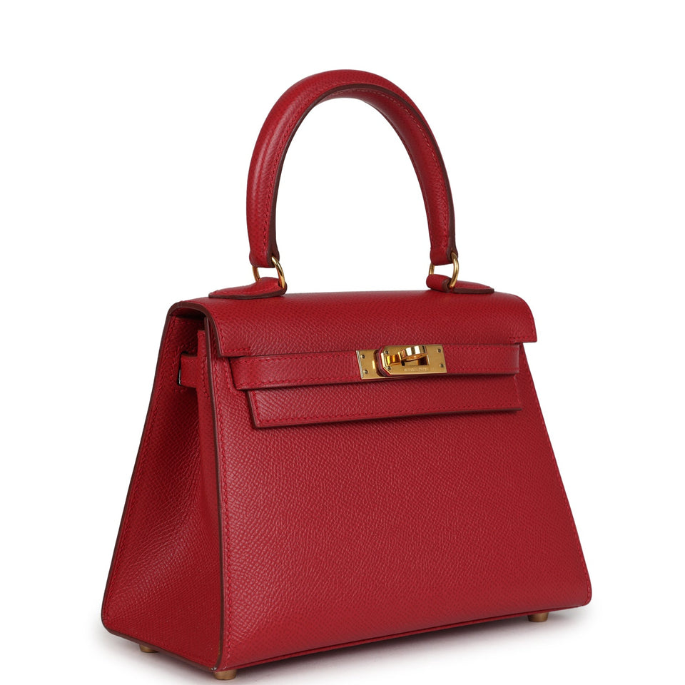 Hermes Kelly Sellier 20 Rouge Vif Courchevel Gold Hardware