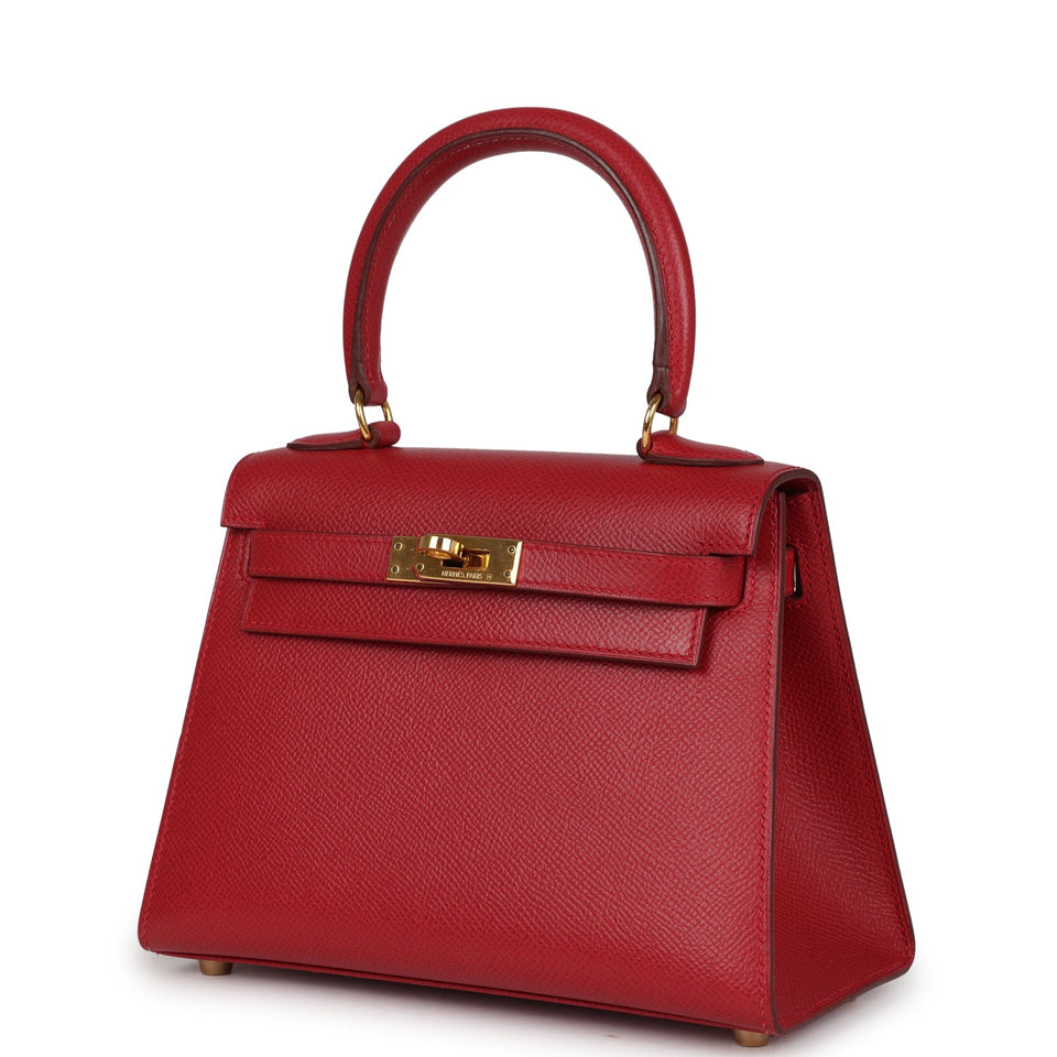 Hermes Kelly Sellier 20 Rouge Vif Courchevel Gold Hardware