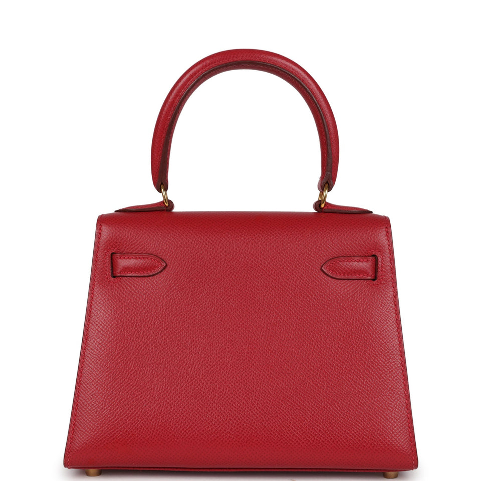 Hermes Kelly Sellier 20 Rouge Vif Courchevel Gold Hardware