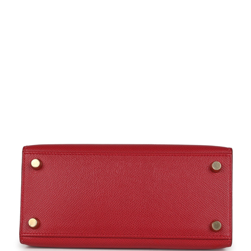 Hermes Kelly Sellier 20 Rouge Vif Courchevel Gold Hardware