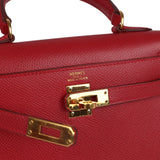 Hermes Kelly Sellier 20 Rouge Vif Courchevel Gold Hardware