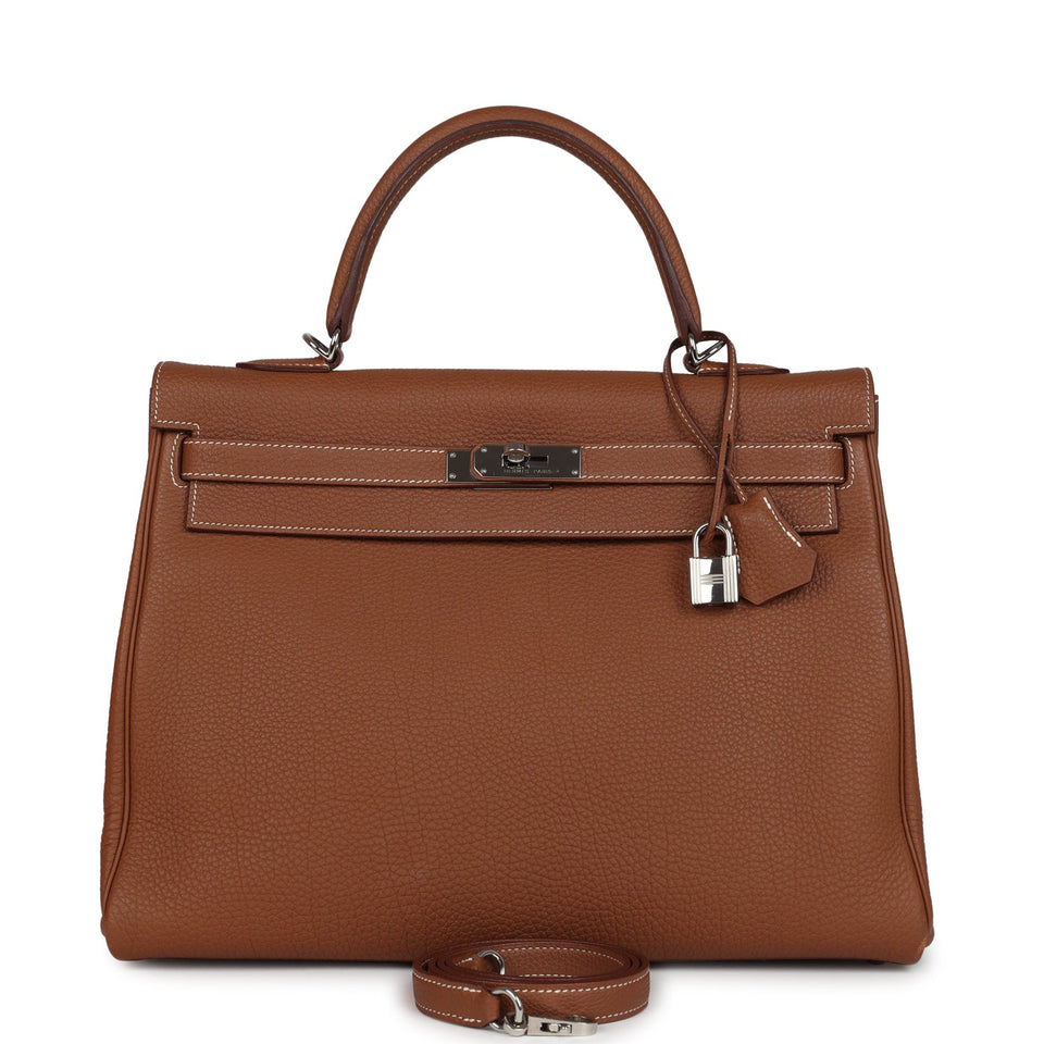 Hermes Kelly Retourne 35 Gold Togo Palladium Hardware