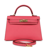 Hermes Kelly Sellier 20 Rose Lipstick Chevre Mysore Gold Hardware