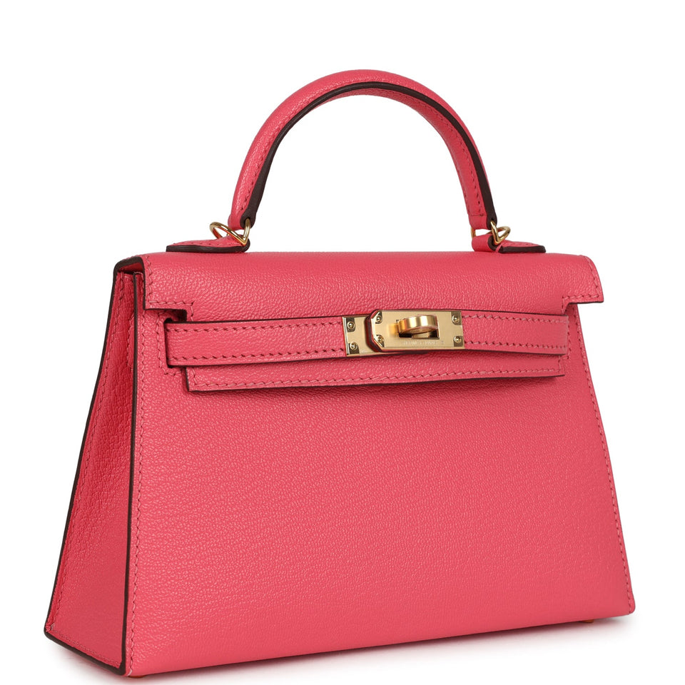 Hermes Kelly Sellier 20 Rose Lipstick Chevre Mysore Gold Hardware